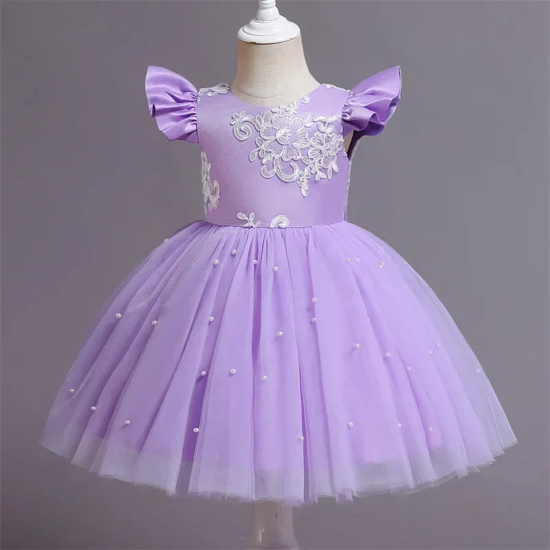 Baby/Kids Girls Lace Pearls Princess Party Dress