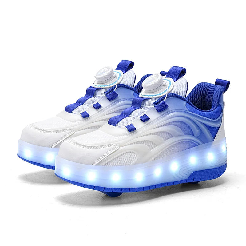 Kids Luminous Roller Skate Shoes with Two Wheels childrensterritory