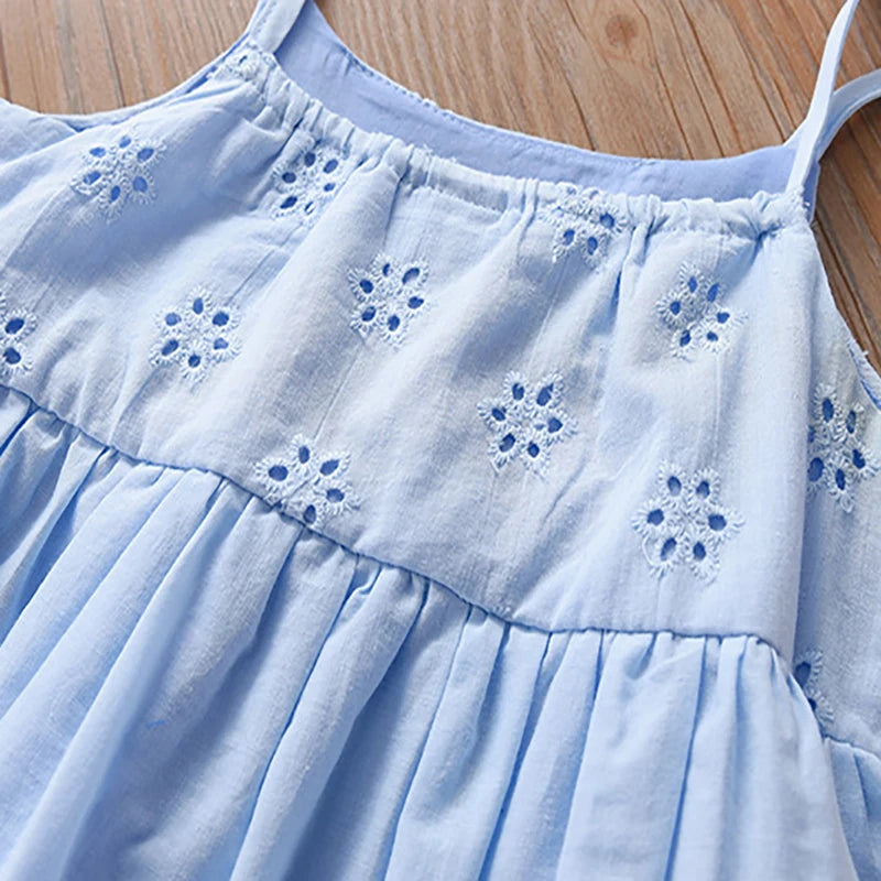 Kids Girls Flowers Design Sleeveless Summer Dress childrensterritory