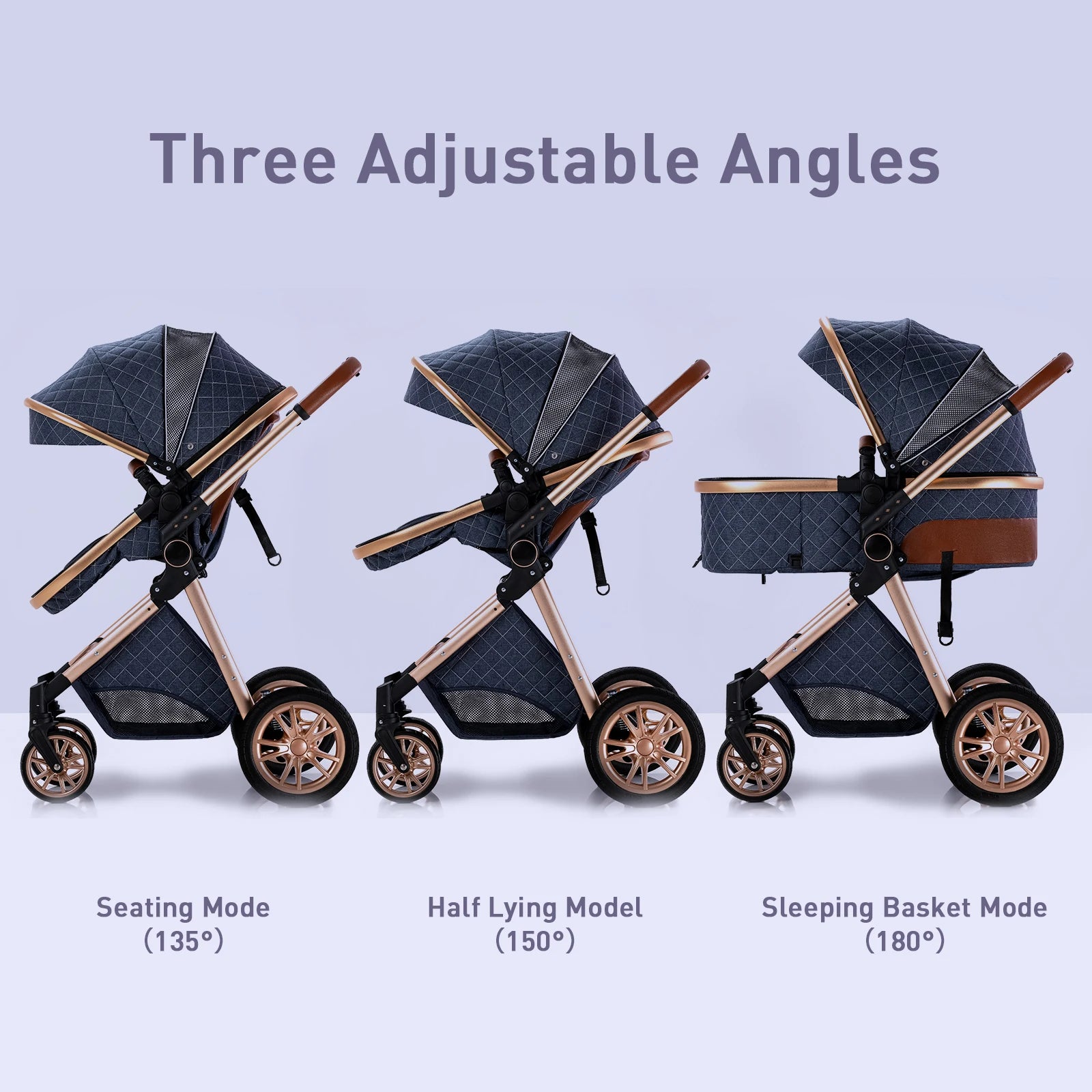 3 in 1 Portable High Landscape Luxury Baby Stroller