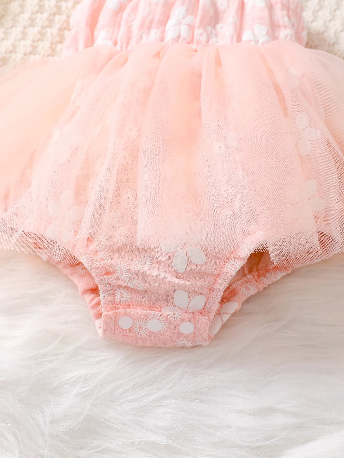 Baby Girl Pink Tulle Romper Dress with Headband