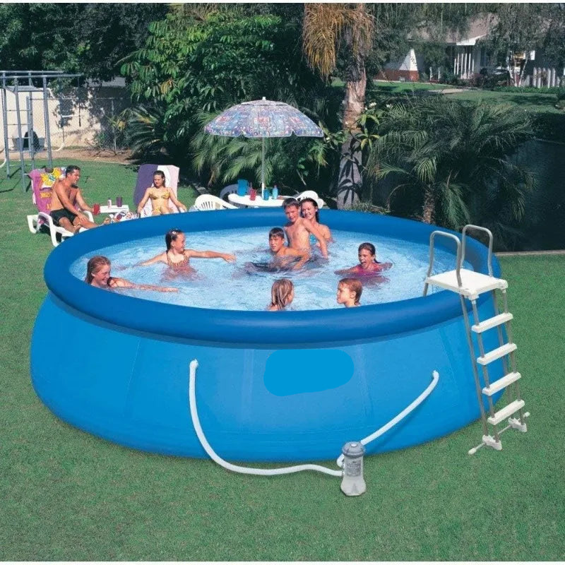 Inflatable Easy Set-Up Round Swimming Pool Set with Cover, Ladder