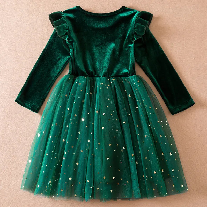 Kids Girl Star Sequin Mesh Winter Party Dresses childrensterritory