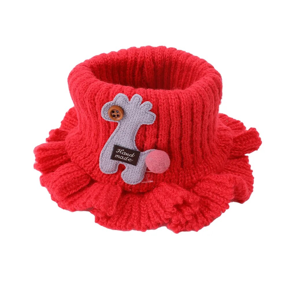 Kids Warm Thick Cartoon Giraffe Knit Scarfs Neck Sets childrensterritory
