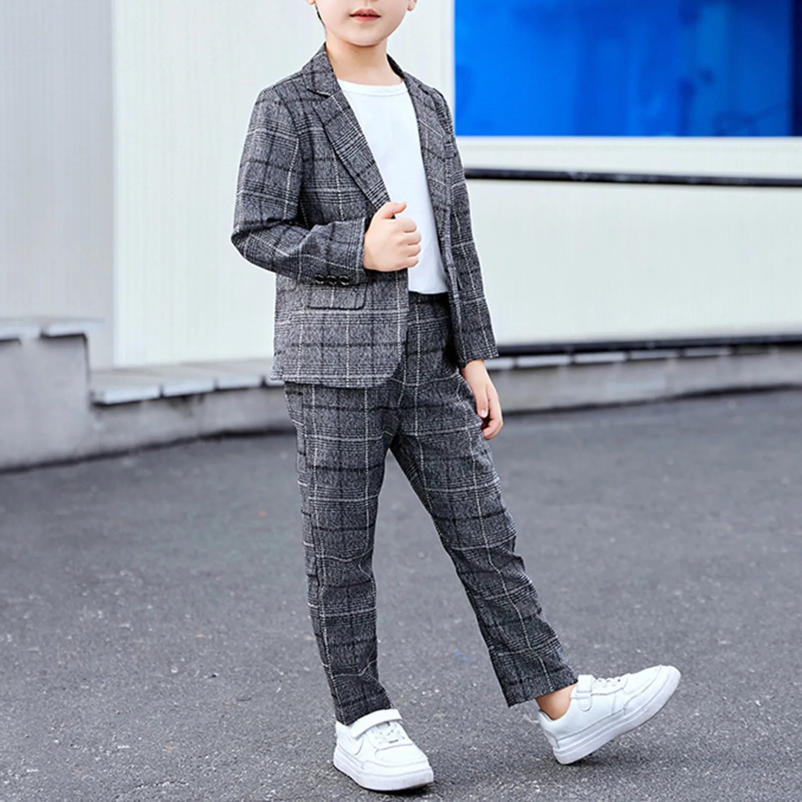 Kids Classic Checkered Formal Wedding Suits childrensterritory