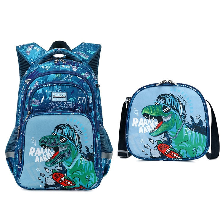 Dinosaur Print Kids Backpack Set with Lunch Box Pencil Case childrensterritory