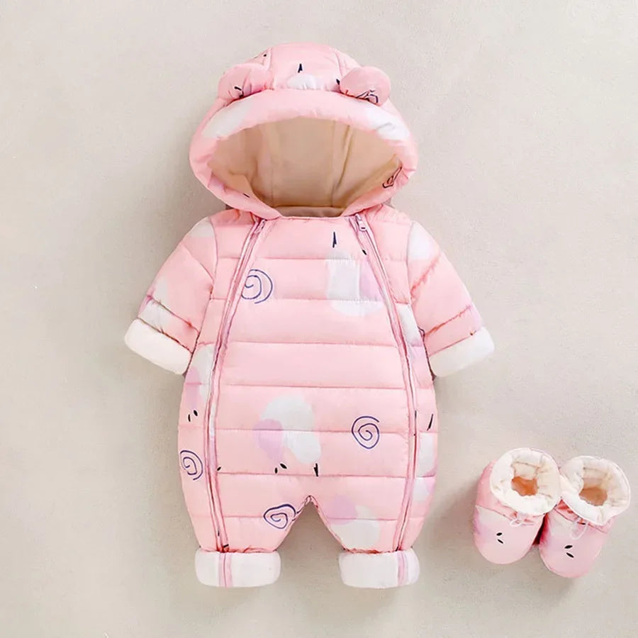 Newborn Thicken Hooded Autumn Winter Romper childrensterritory