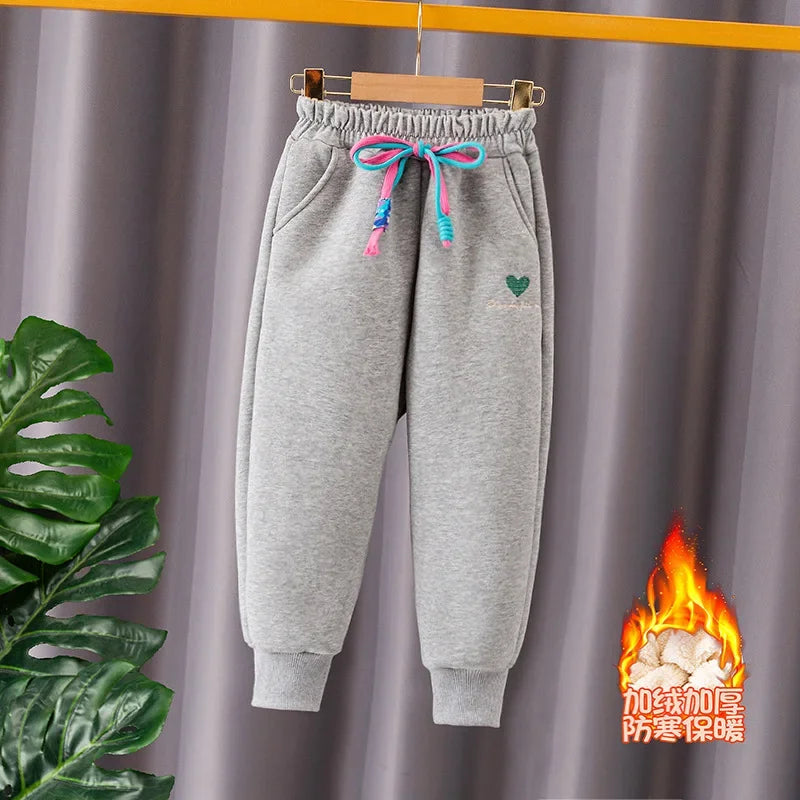 Thick Warm Fleeced Love Print Kids Sweatpants childrensterritory