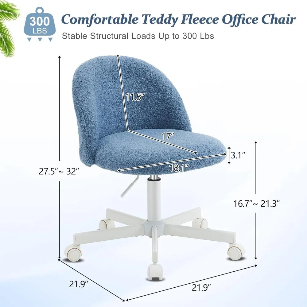 Wheeled, Armless Office Chair with Lumbar Support childrensterritory