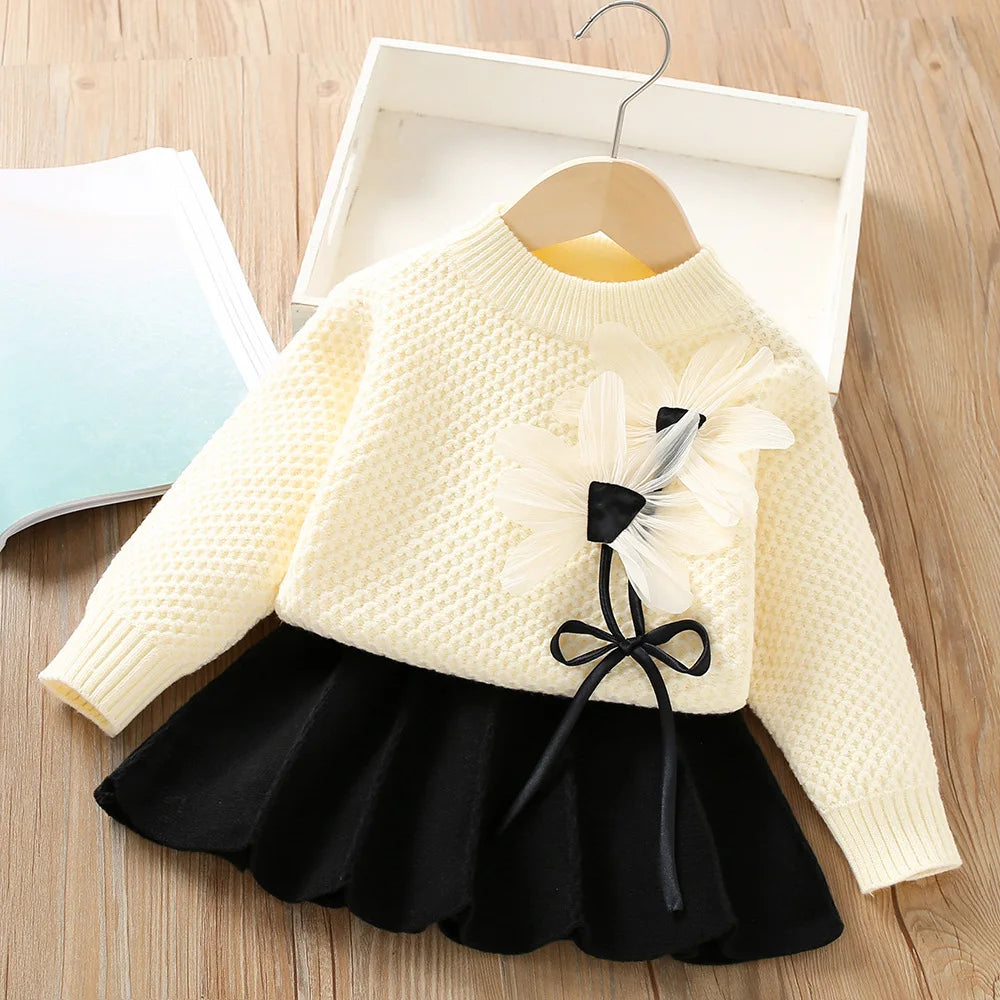 Girls’ Elegant Winter Party Dresses with Floral Design