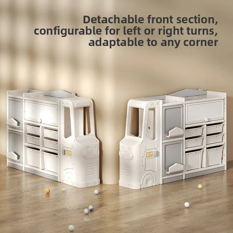 Kids Toy Storage Organizer with Three Cabinets and Ten Toy Bins