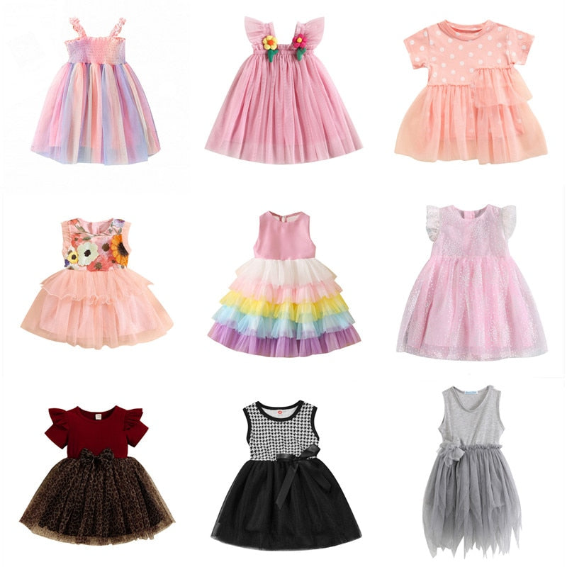 Little Girls Leopard Printed Ruffled Bowknot Party Dress childrensterritory