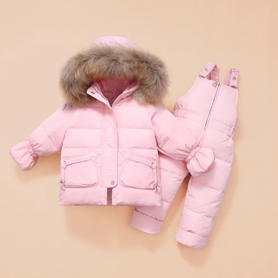 Little Boys Girls Thick Warm Down Jacket Jumpsuit Clothing Set childrensterritory