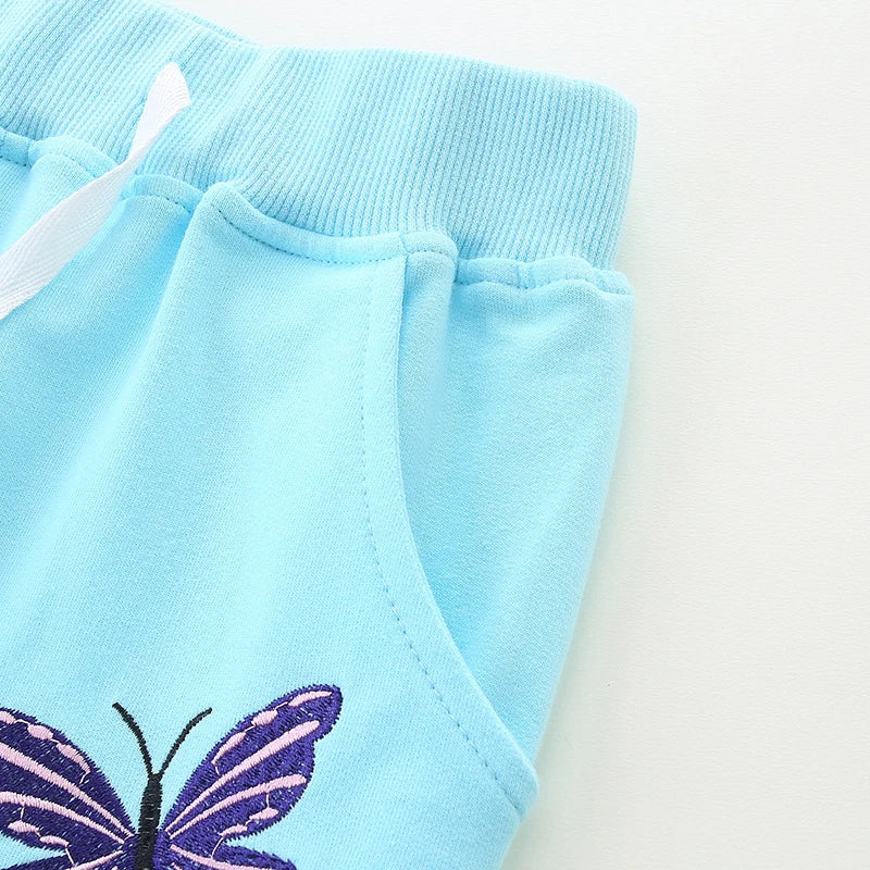 Cartoon Butterfly Embroidery Toddler Girls Warm Trousers childrensterritory