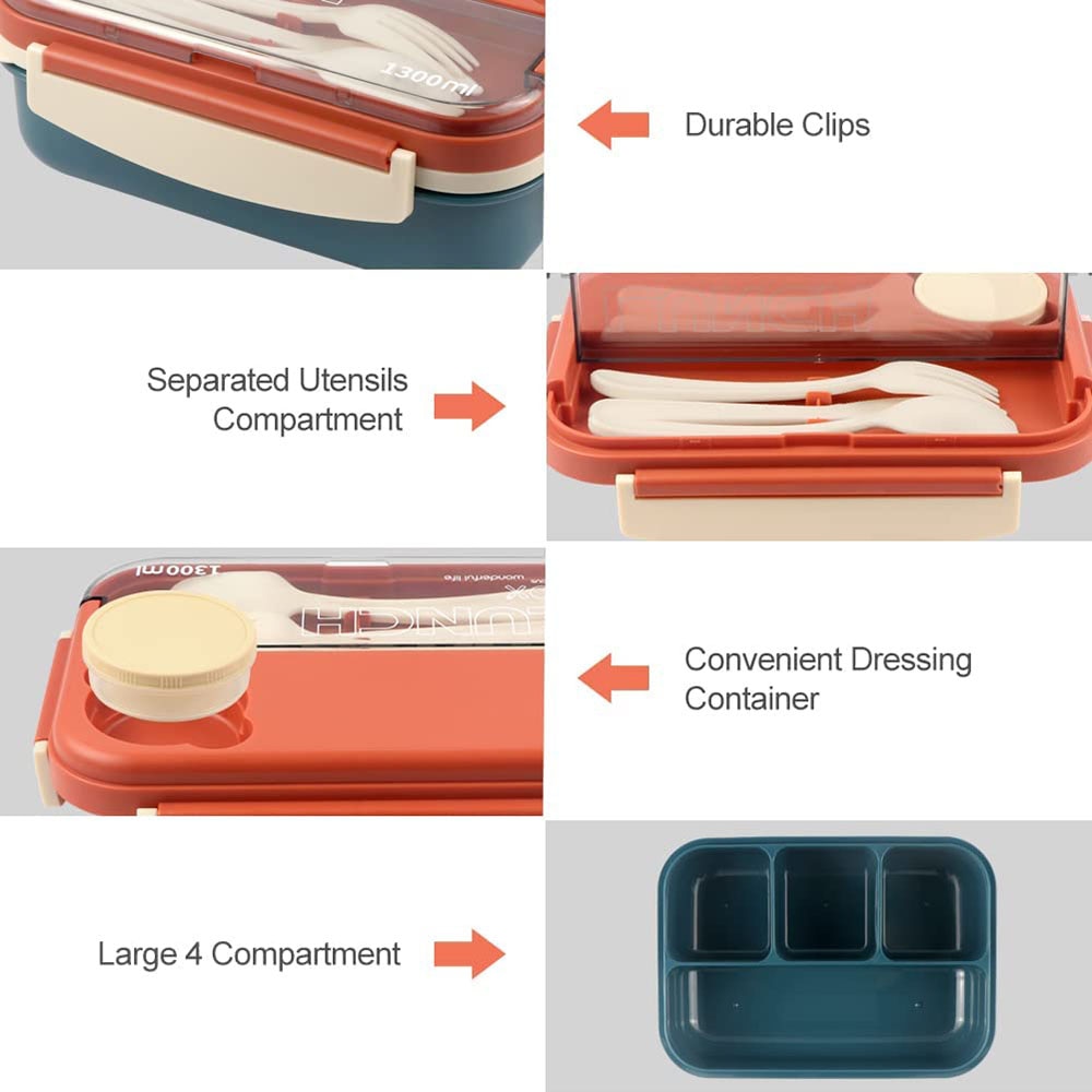 Leakproof 4 Compartments Bento Box for Adults childrensterritory