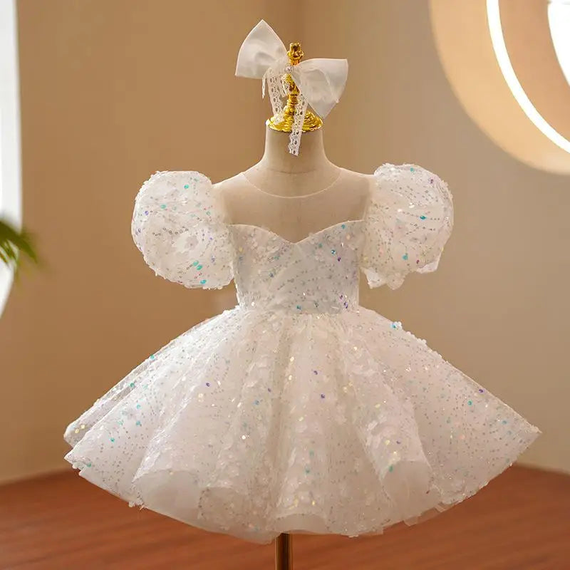 Baby/Kid Girls Feather Sequins Tutu Birthday Party Dress childrensterritory