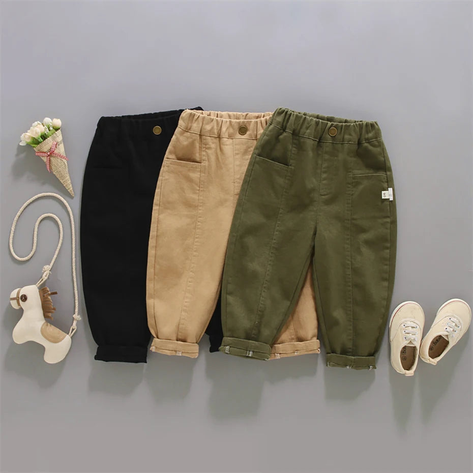 Little Boys Solid Color Casual Pants For Spring Autumn childrensterritory