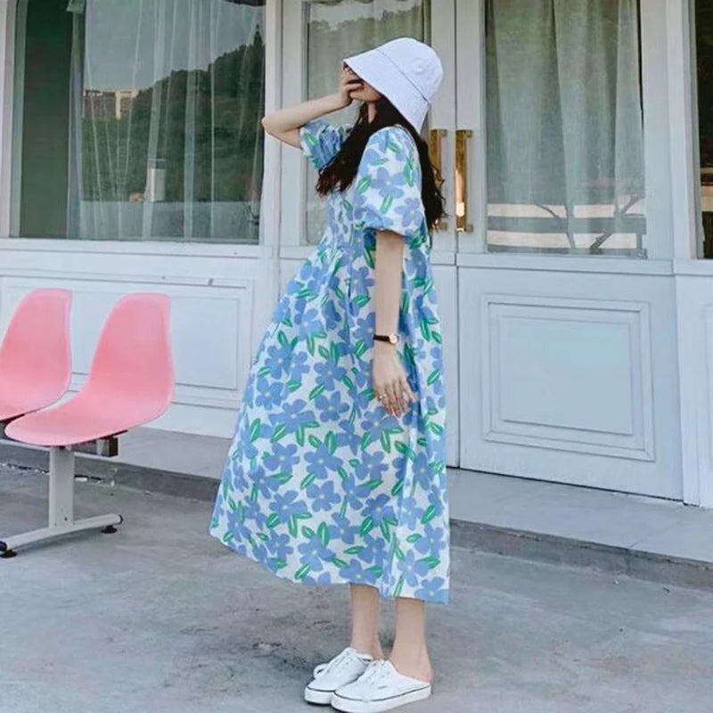 Floral Pattern Casual Style Girls Dresses for Summer