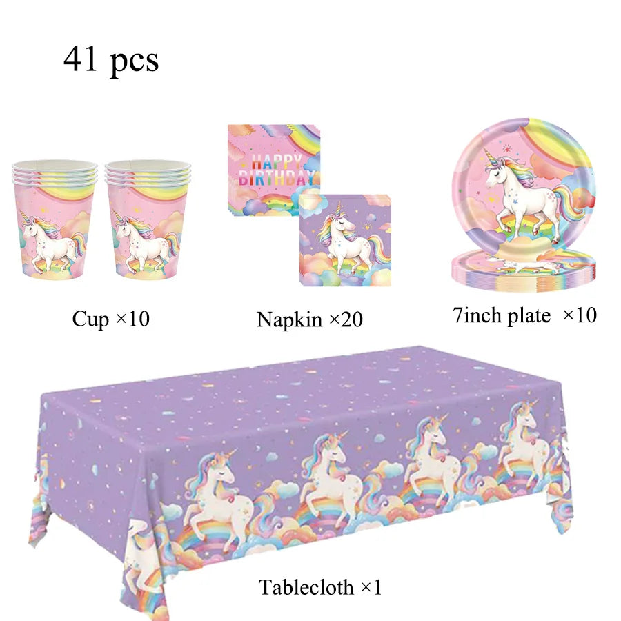 Kids Unicorn Theme Birthday Party Decorations Set