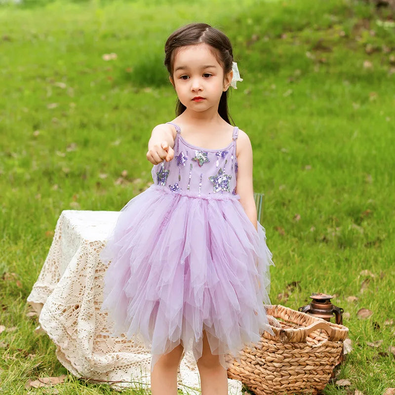 Kids Girls A-line Elgeant Feather Appliques Party Dress childrensterritory