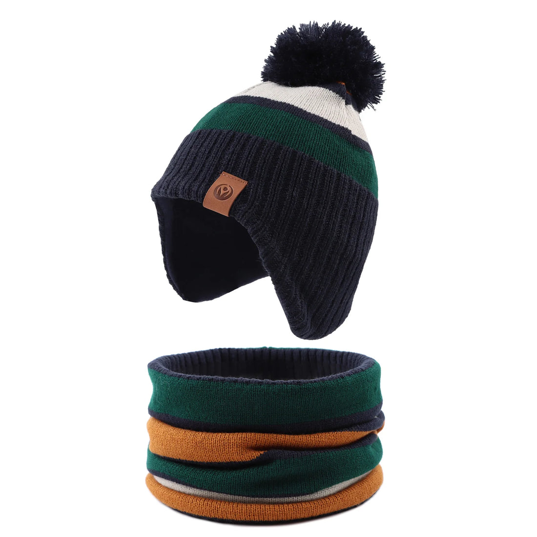 Baby/Kids Stripe Pompom Hat and Scarf 2Pcs Winter Set childrensterritory