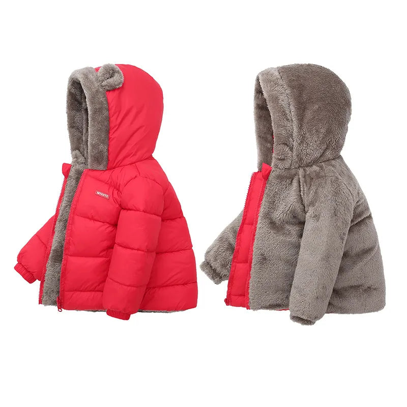 Thick Fleece Cashmere Padded Warm Hooded Jackets for Kids childrensterritory