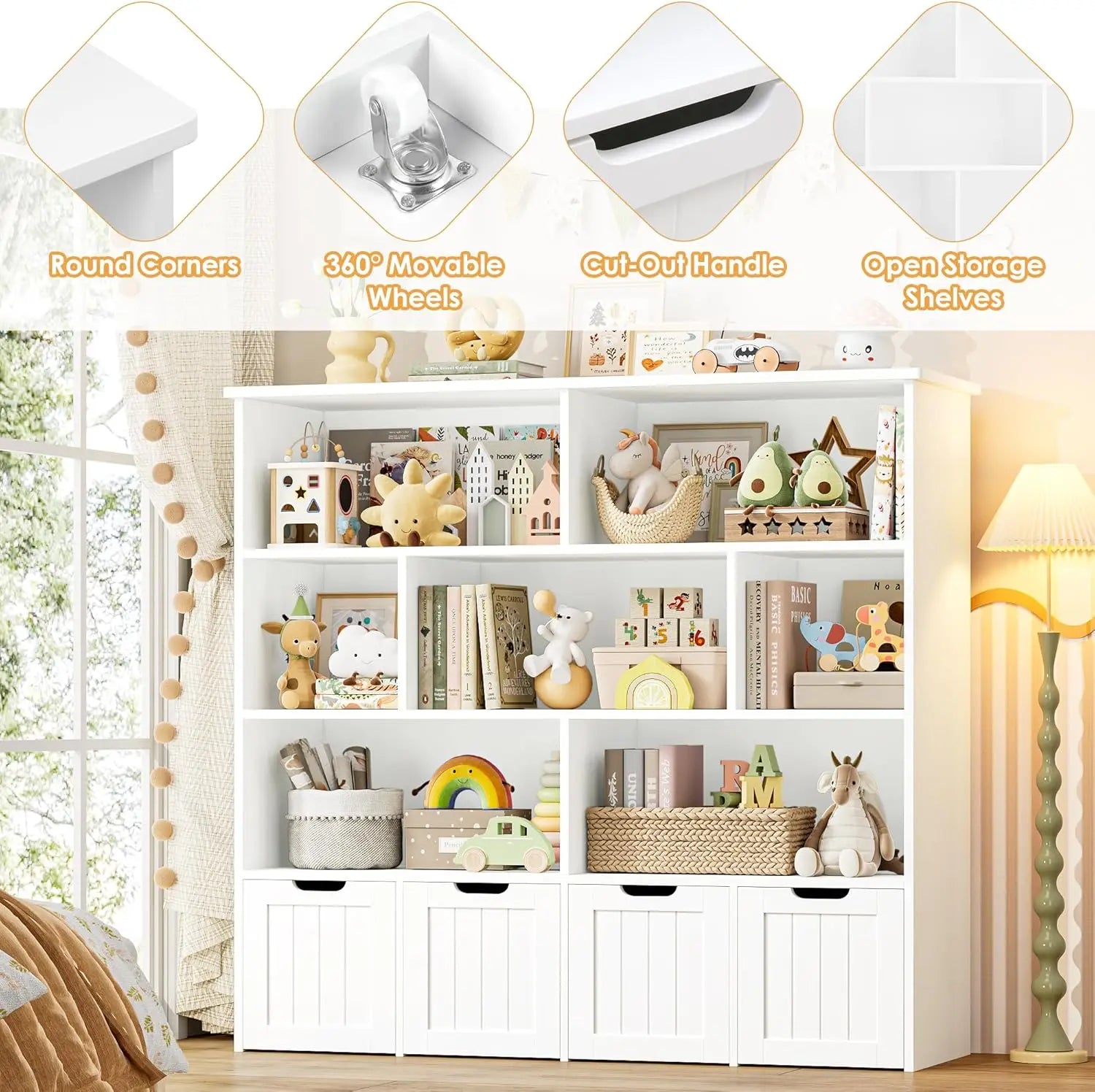Kids Toy Organization With 4 Removable Drawers and 7 Cubbies