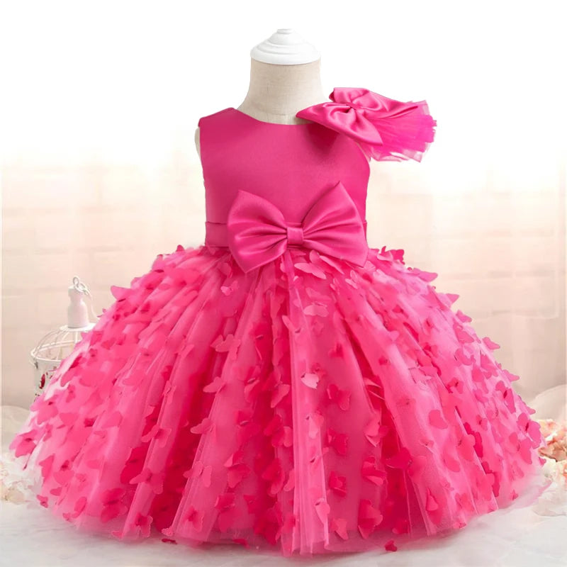 Toddler/Baby Girls Sequin Bow Design Tulle Bridesmaid Gowns childrensterritory