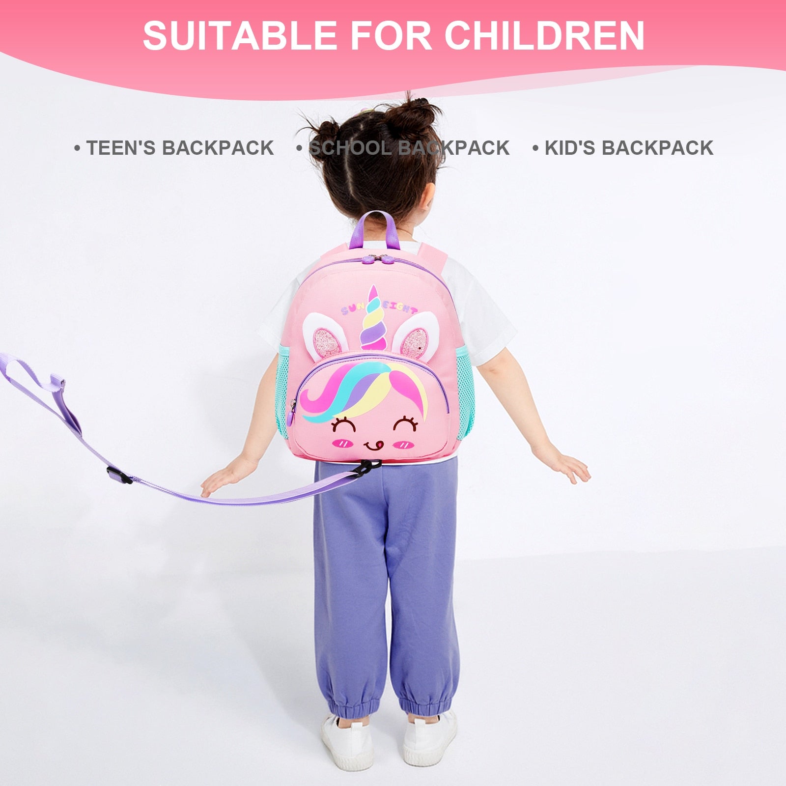 3D Cartoon Deisgn Kids School Backpacks with Traction Line childrensterritory