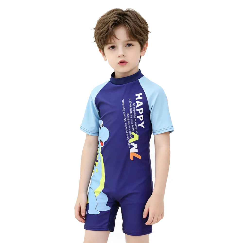 Kids Girls One-Piece Cartoon Print UV Swimsuits