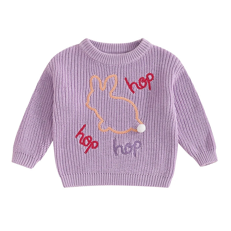 Infant Unisex Crewneck Bunny Applique Soft Knitwear childrensterritory