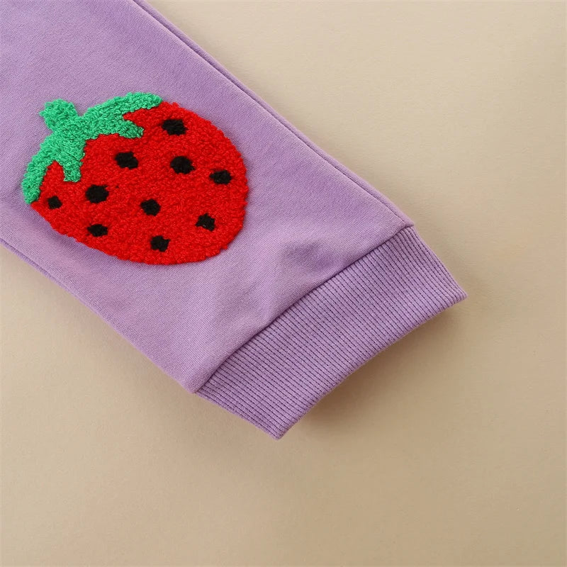 Kids Girls Strawberry Embroidery Trousers childrensterritory