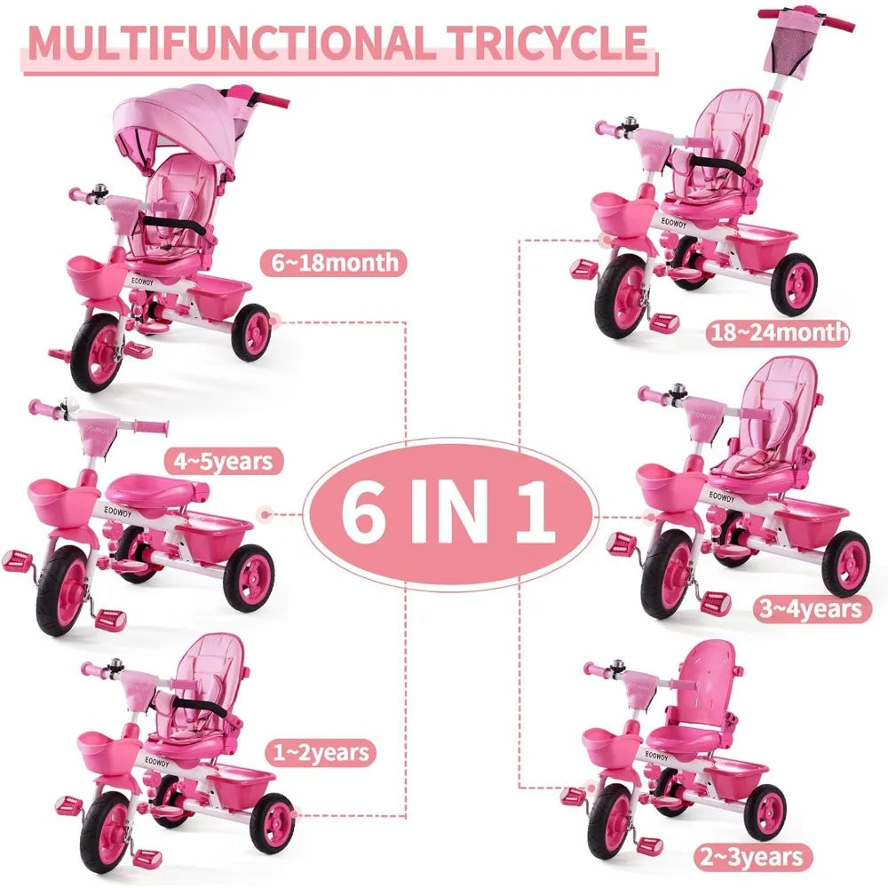 7-in-1 Kids Trike with Safety Harness, and Adjustable Parent Handle