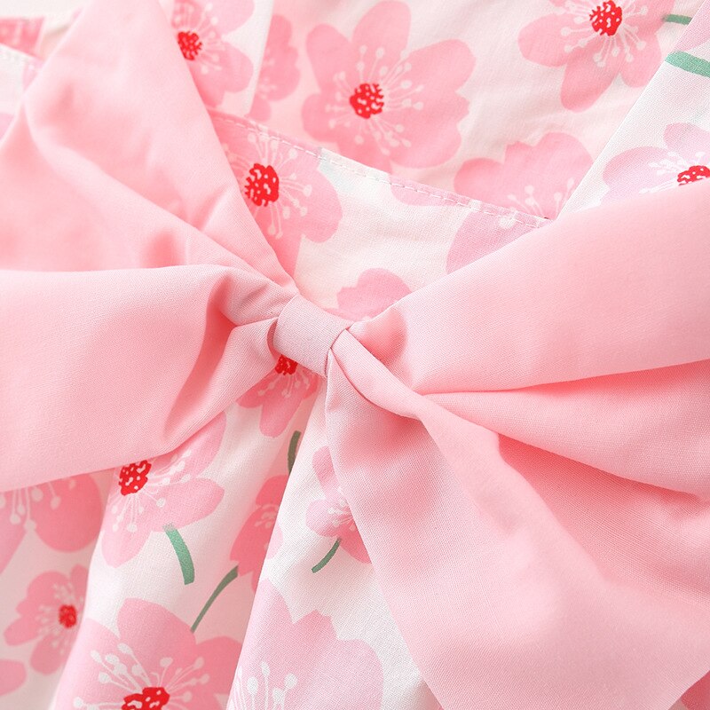 Baby Girl Floral Bow Sling Dress with Hat childrensterritory