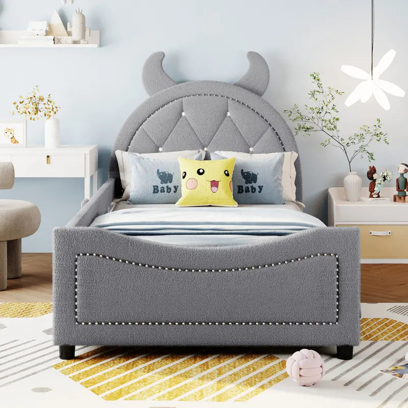 Daybed with Upholstery and A Padded Headboard for Bedroom childrensterritory