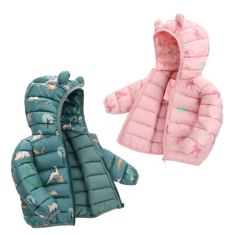 1-5Yrs Kids Boys Girls Dinosaur Print Hooded Jackets childrensterritory