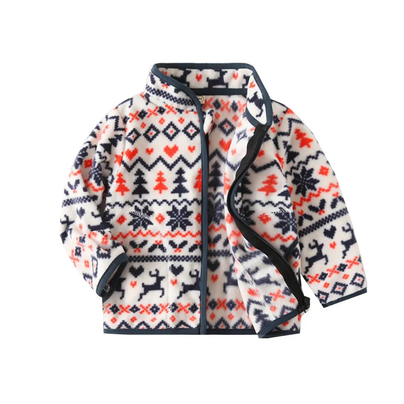 Printed Soft Fleece Kids Zipper Outerwear for Boys Girls childrensterritory