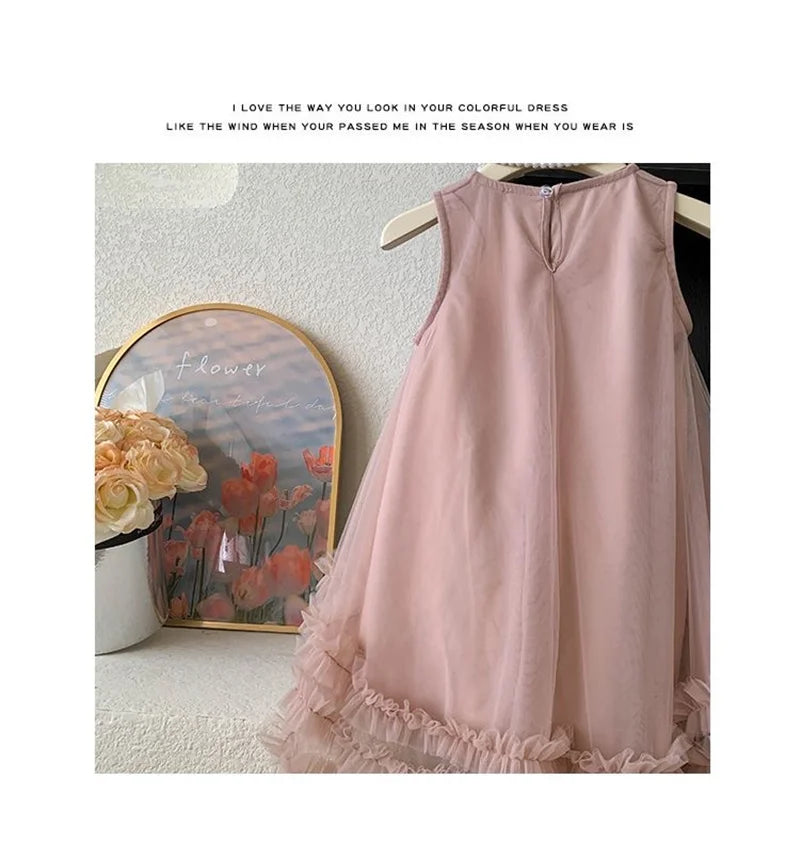 Kids Girls 3D Bow Decorative Summer Princess Dress