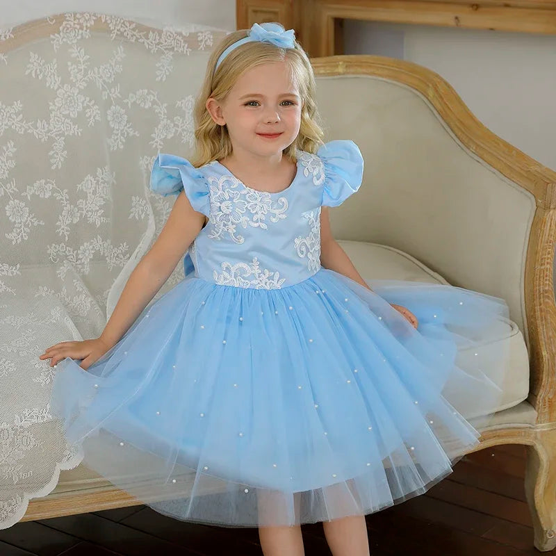 Baby/Kids Girls Lace Pearls Princess Party Dress
