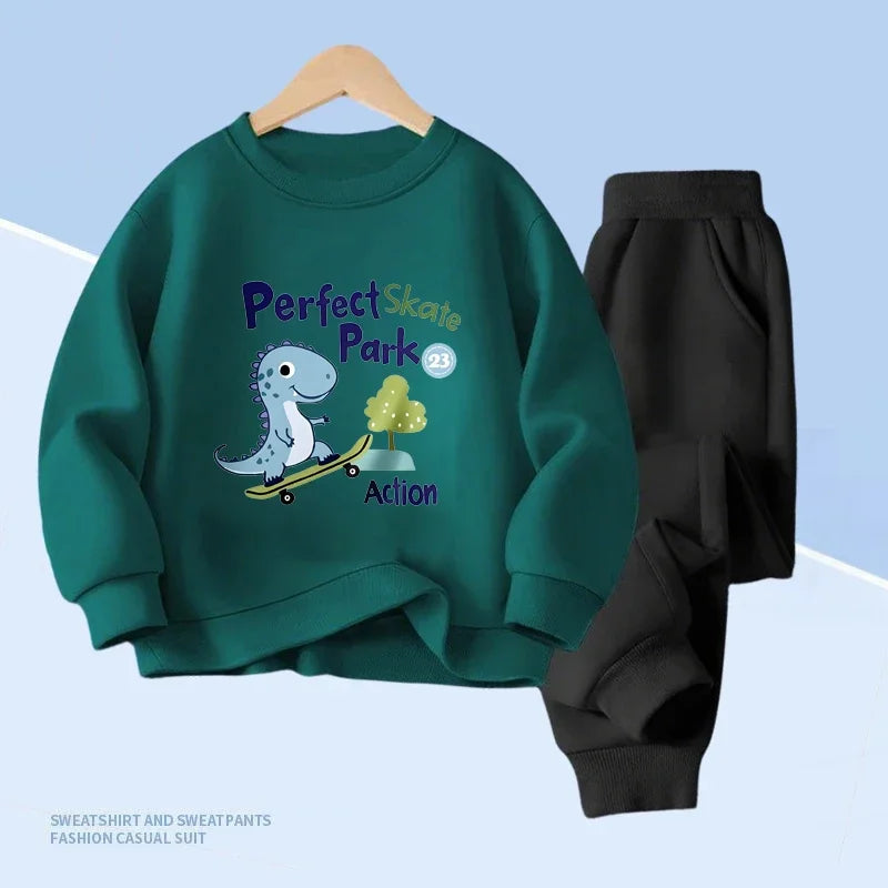 Kids 2pcs Dinosaur Printed Hoodie + Pants Set