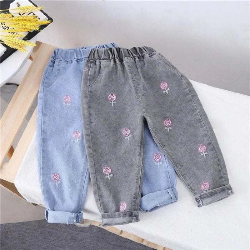 Little Girls Loose Stylish Denim Pants for Spring and Autumn childrensterritory