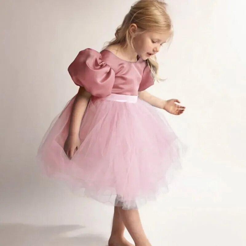 Kids Girls Puff Sleeve Princess Dress For Birthday Party childrensterritory