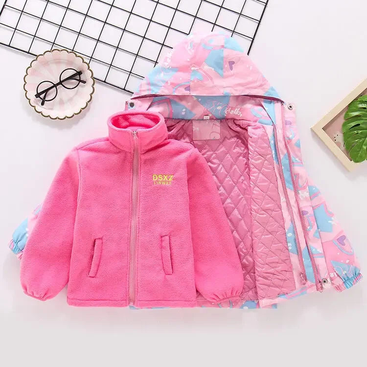 Girls’ Full-Sleeve Printed Hooded Jackets