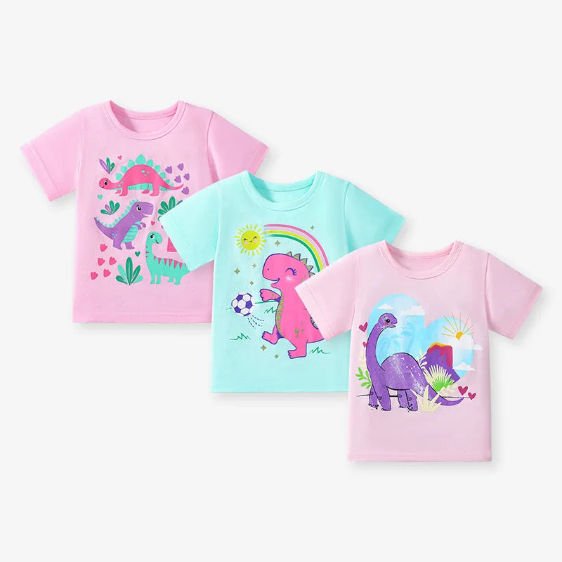 Cute Cartoon Print Summer T-Shirts For Kids childrensterritory