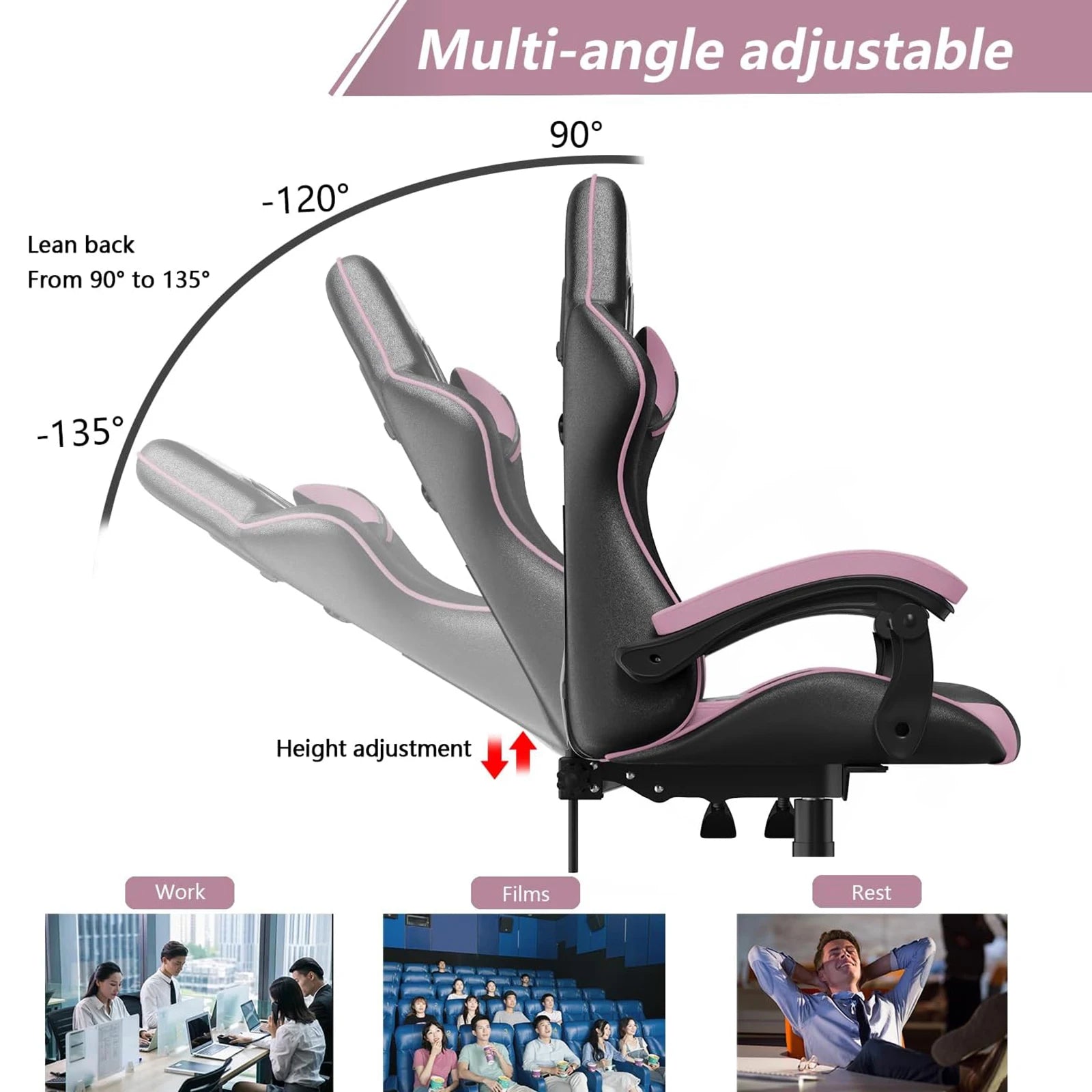 PU Leather Gaming Chair with Headrest and Lumbar Support childrensterritory