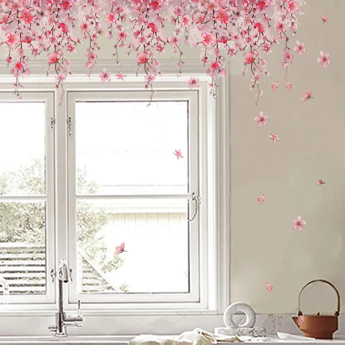 Pink Flower Design Girls Room Wall Decal childrensterritory