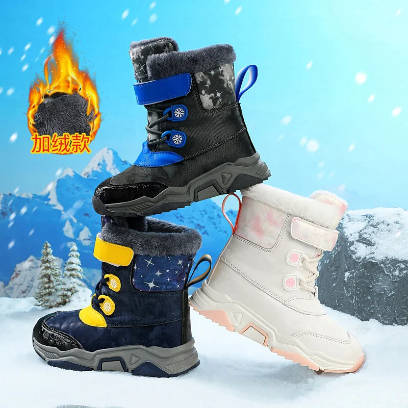 Kids Anti Slip Waterproof Plush Warm Snow Boots