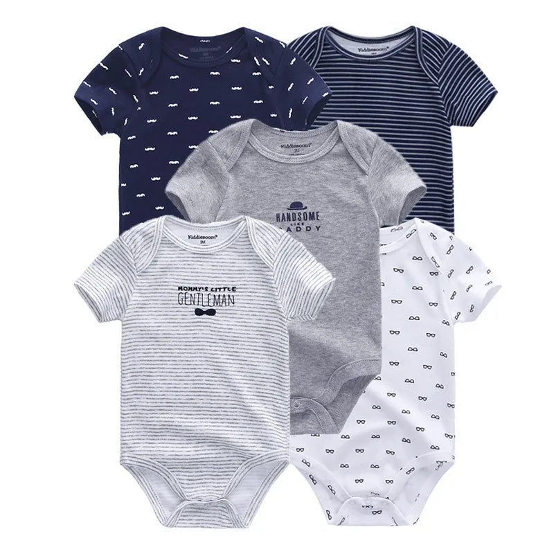 Short Sleeves Cartoon Print Soft Bodysuits For Baby Boys And Girls childrensterritory