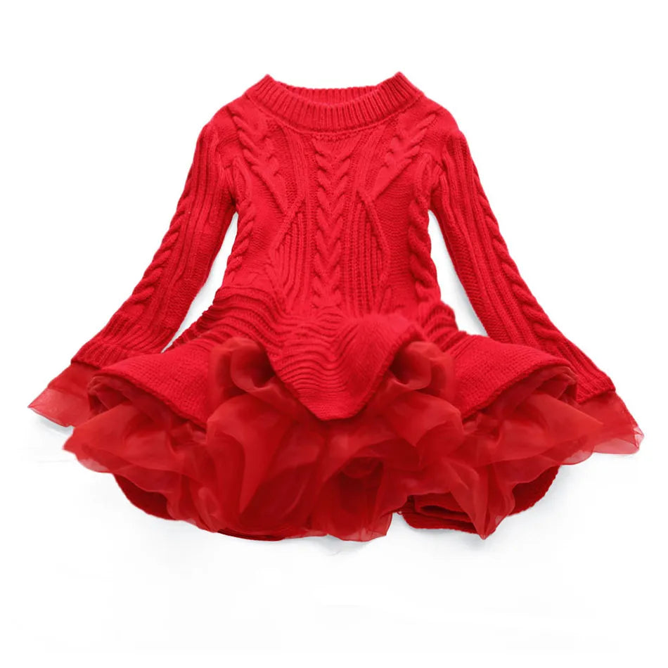 Kids Girls Ruffle Long Sleeve Warm Princess Dresses childrensterritory