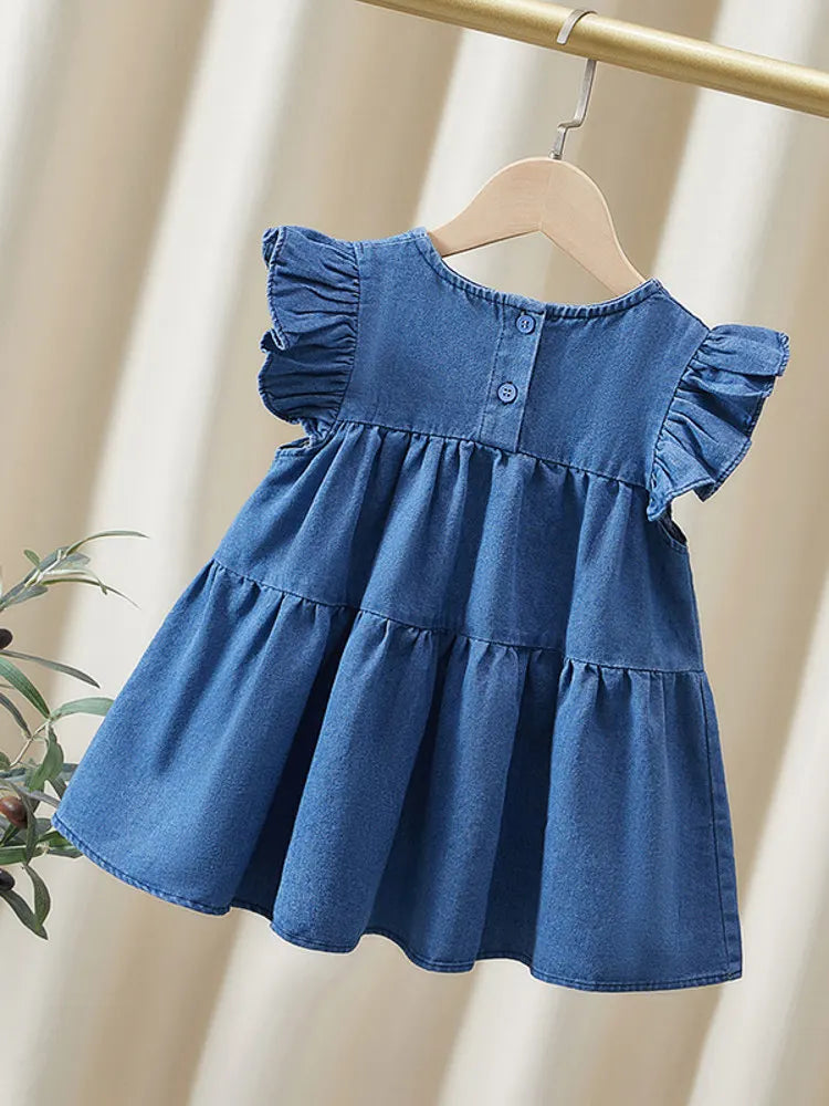 Baby Girl Bow Design Solid Color Cute Summer Dress